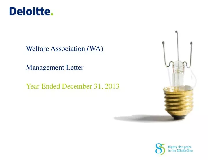 welfare association wa management letter year ended december 31 2013