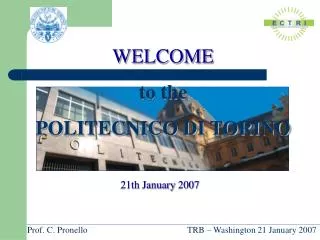 WELCOME to the POLITECNICO DI TORINO