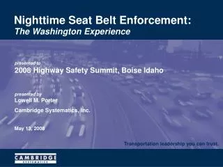 Nighttime Seat Belt Enforcement: