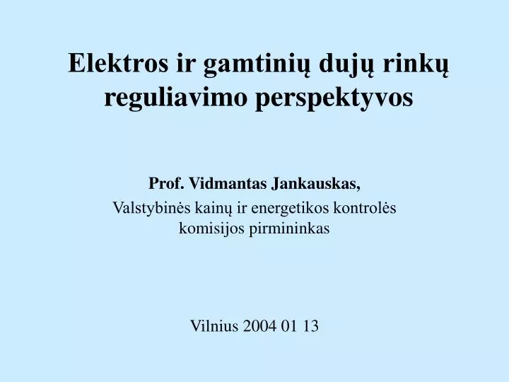 elektros ir gamtini duj rink reguliavimo perspektyvos