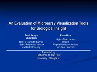 An Evaluation of Microarray Visualization Tools for Biological Insight