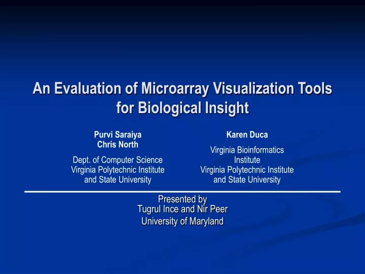 an evaluation of microarray visualization tools for biological insight