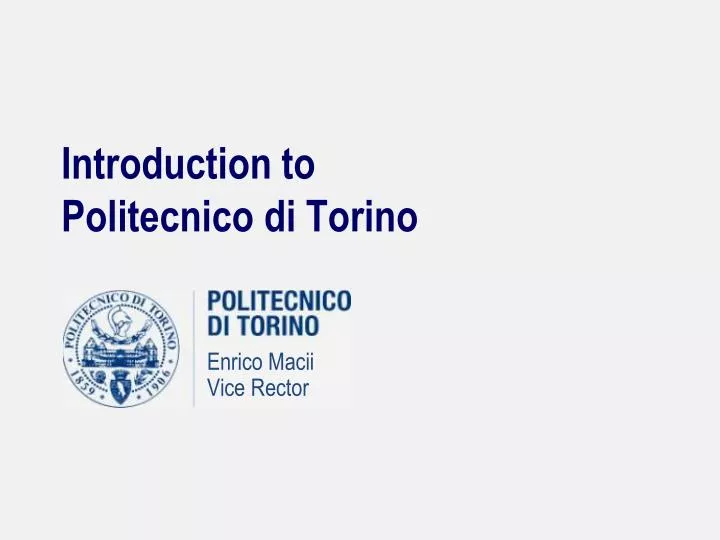 introduction to politecnico di torino
