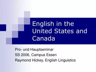 English in the United States and Canada