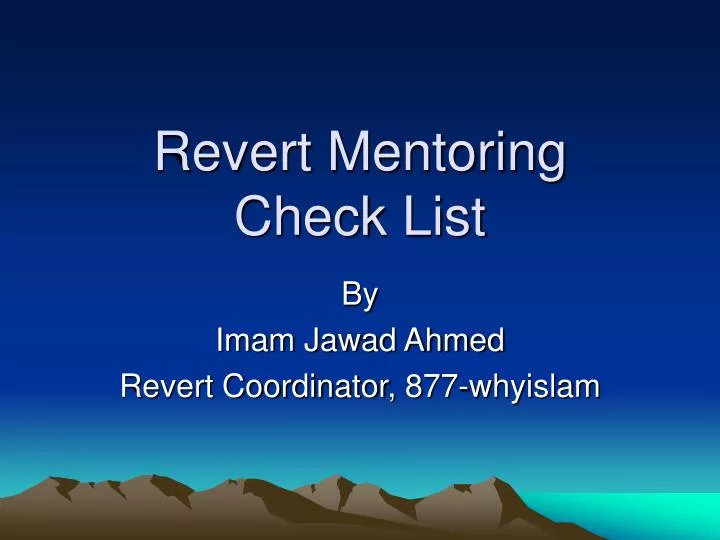 revert mentoring check list