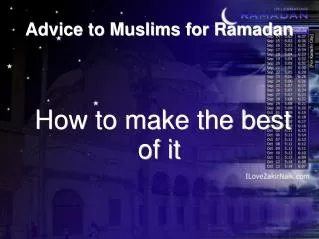 Advice to Muslims for Ramadan