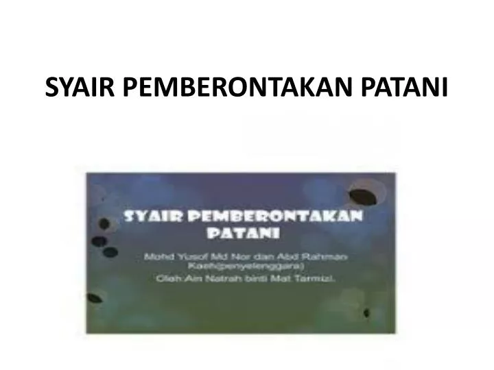 syair pemberontakan patani