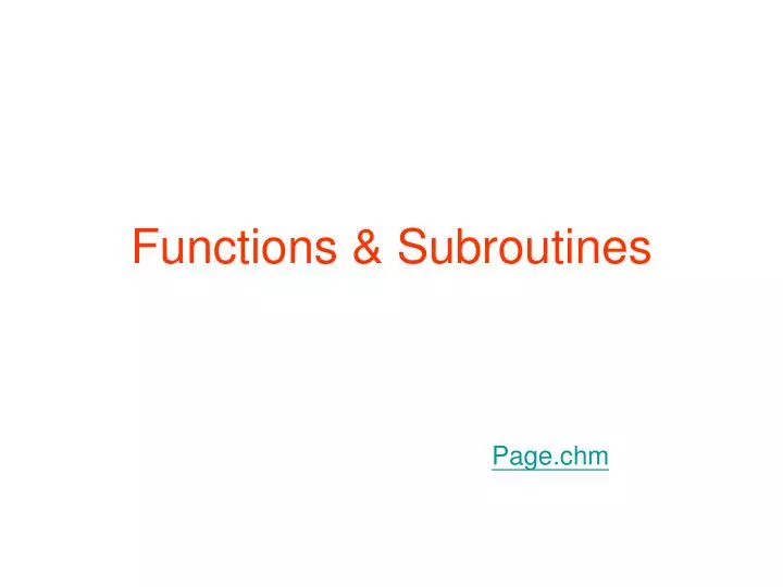 functions subroutines