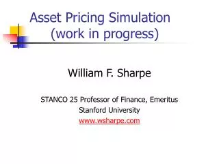 Asset Pricing Simulation (work in progress)