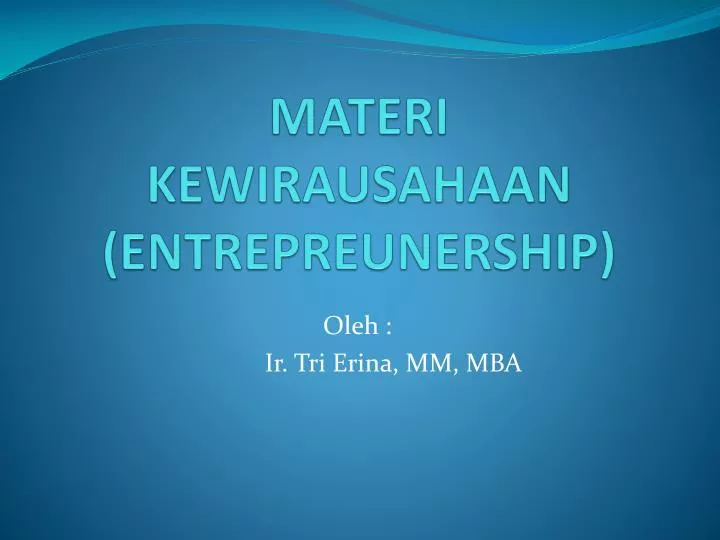 materi kewirausahaan entrepreunership