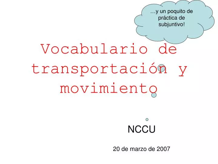 vocabulario de transportaci n y movimiento