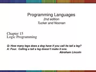 Programming Languages 2nd edition Tucker and Noonan