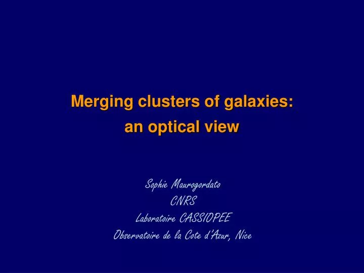 merging clusters of galaxies an optical view