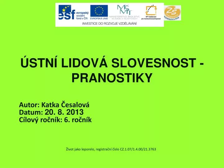 stn lidov slovesnost pranostiky