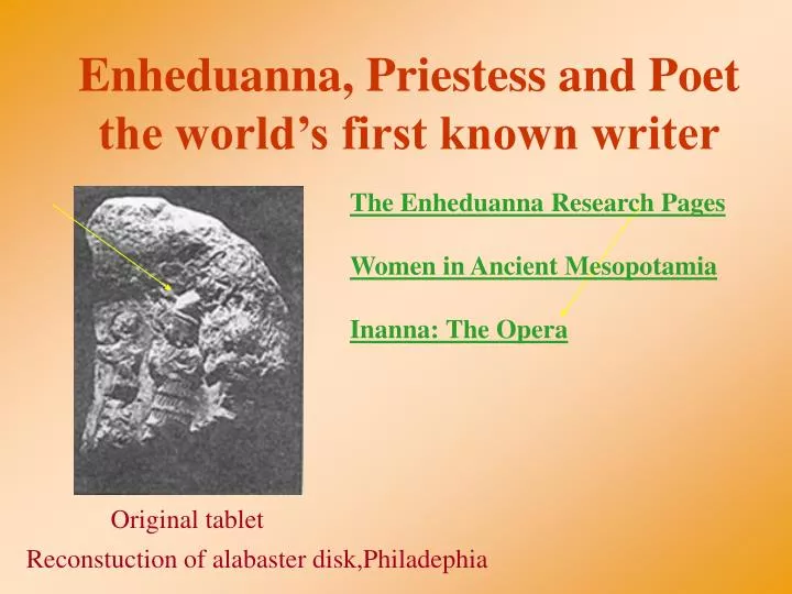 enheduanna priestess and poet the world s first known writer
