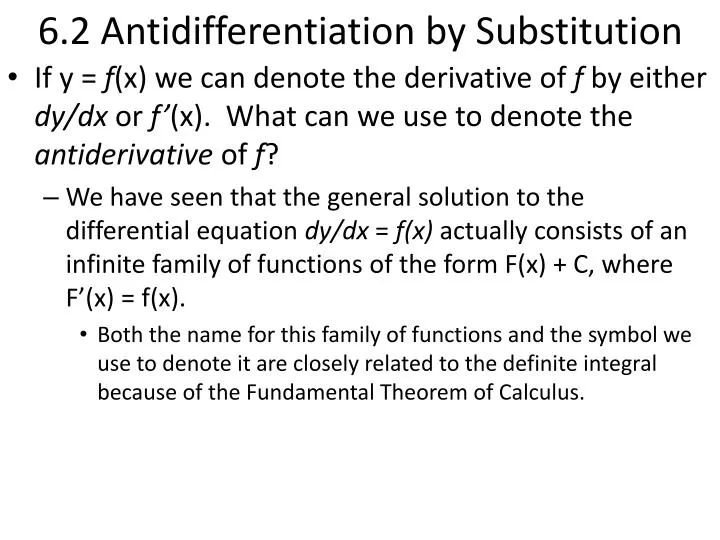 6 2 antidifferentiation by substitution