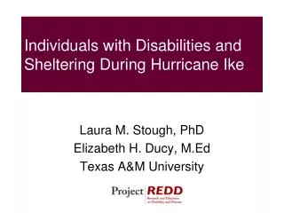Individuals with Disabilities and Sheltering During Hurricane Ike