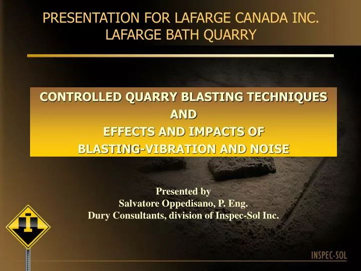 presentation for lafarge canada inc lafarge bath quarry