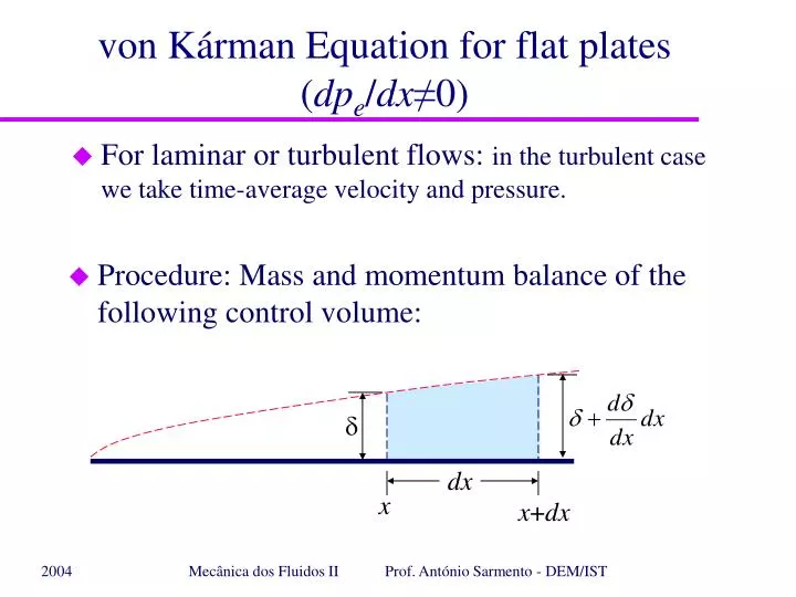 von k rman equation for flat plates dp e dx 0
