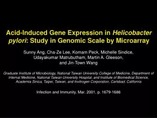 Acid-Induced Gene Expression in Helicobacter pylori : Study in Genomic Scale by Microarray