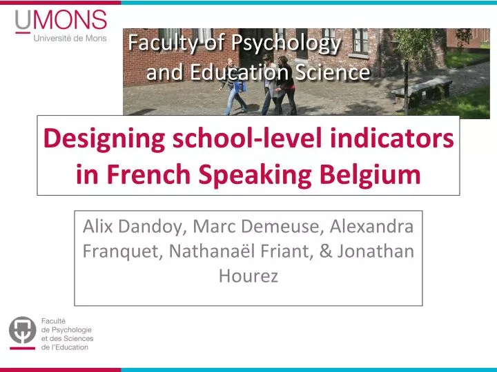 designing school level indicators in french speaking belgium