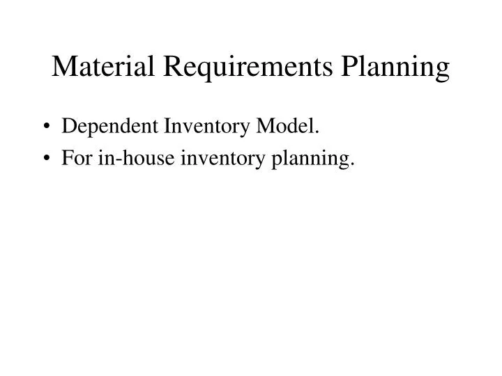 material requirements planning