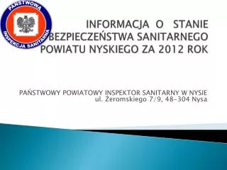 informacja o stanie bezpiecze stwa sanitarnego powiatu nyskiego za 2012 rok