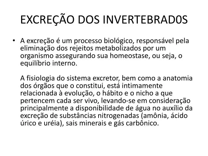 excre o dos invertebrad0s