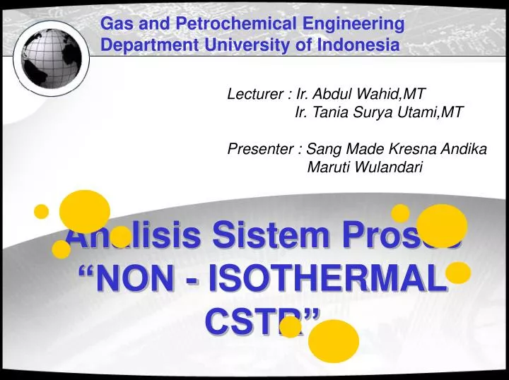 analisis sistem proses non isothermal cstr