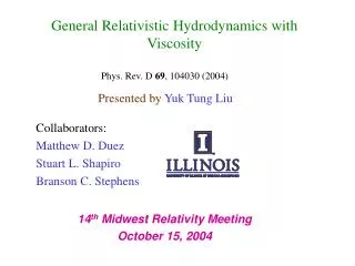 General Relativistic Hydrodynamics with Viscosity