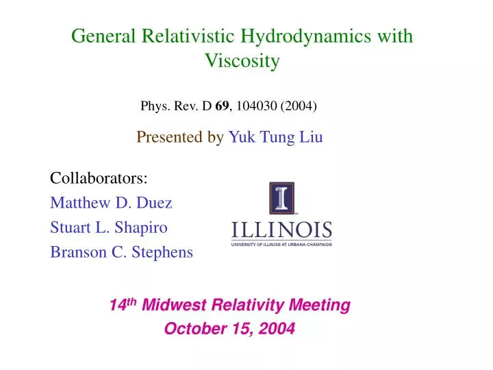 general relativistic hydrodynamics with viscosity