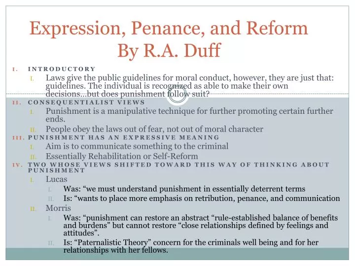 expression penance and reform by r a duff