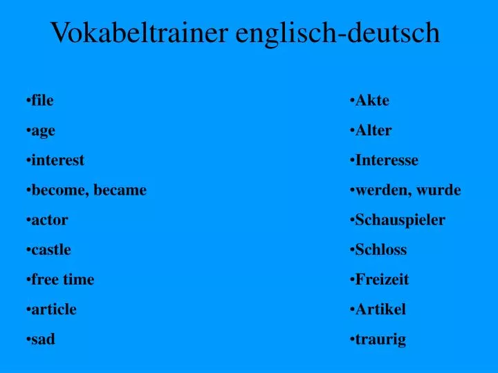 vokabeltrainer englisch deutsch