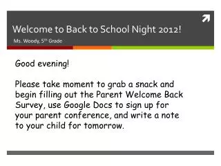 Welcome to Back to School Night 2012!