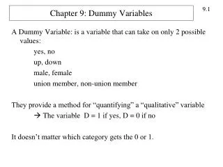 Chapter 9: Dummy Variables