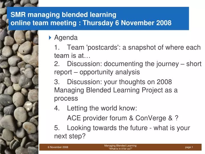 smr managing blended learning online team meeting thursday 6 november 2008