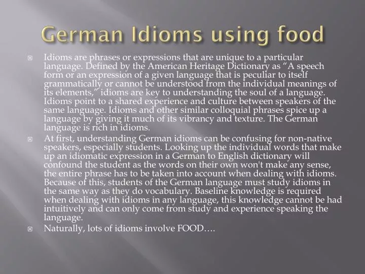 german idioms using food