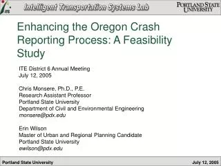 Enhancing the Oregon Crash Reporting Process: A Feasibility Study