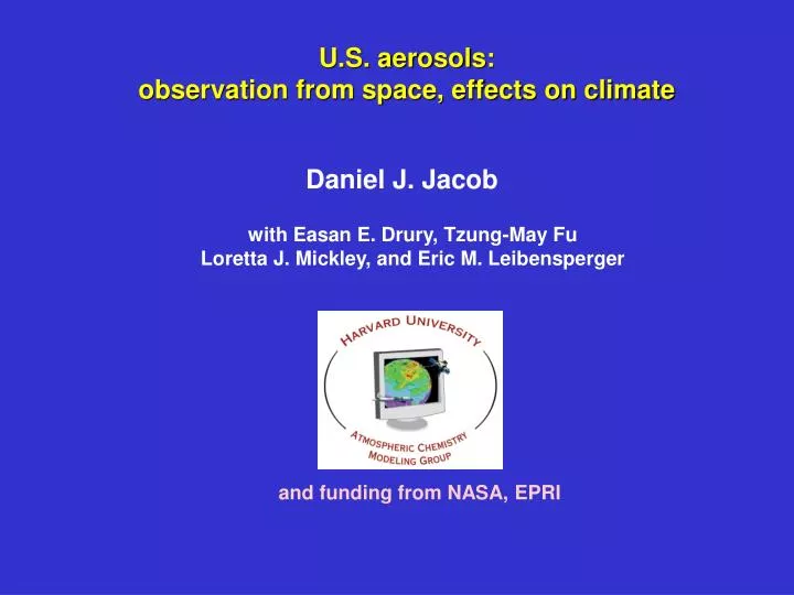 u s aerosols observation from space effects on climate