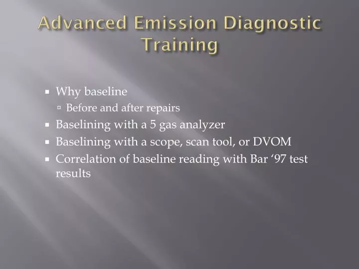 advanced emission diagnostic training