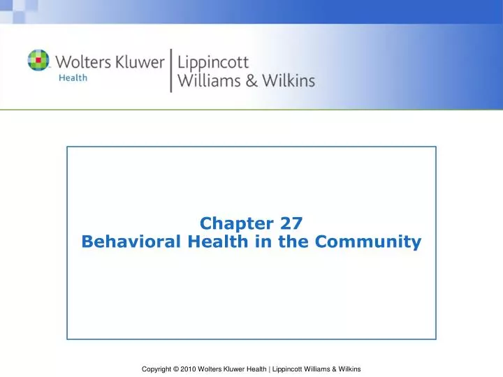 chapter 27 behavioral health in the community