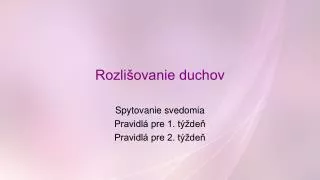 rozli ovanie duchov