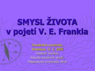 smysl ivota v pojet v e frankla