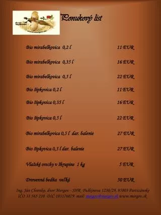 ponukov list