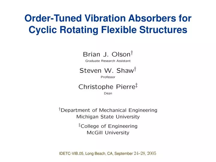 order tuned vibration absorbers for cyclic rotating flexible structures