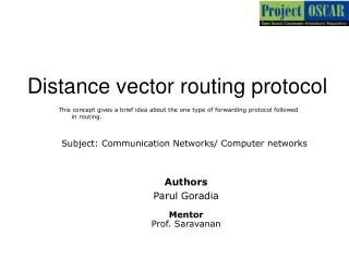 Distance vector routing protocol