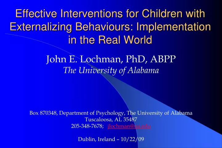 effective interventions for children with externalizing behaviours implementation in the real world