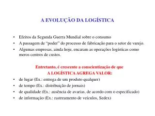 a evolu o da log stica