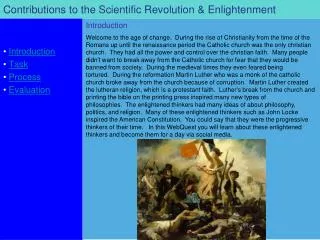 Contributions to the Scientific Revolution &amp; Enlightenment