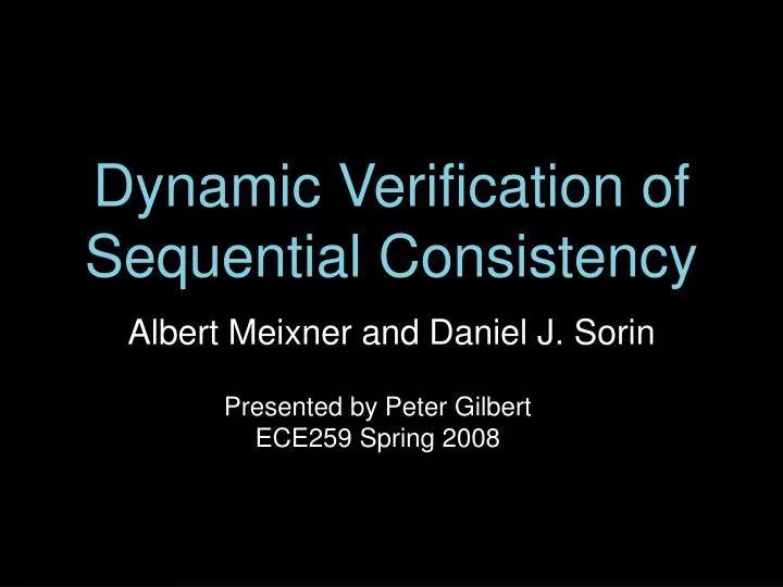 dynamic verification of sequential consistency